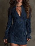 Delphine – Mini dress made of velvet with elegant lace inserts