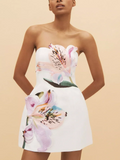 Mini Dress with Embroidered Floral Tube Top