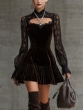 Fitted Mini Dress - Elegant Lace and Velvet