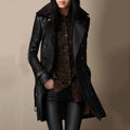 Lisa | Elegant natural leather coat, 3/4 length