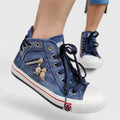 Roxy | Women's High Top Denim Sneakers Zip Stud Detail