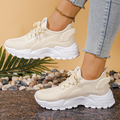 Aura | Women's Knit Mesh Lace-Up Chunky Sole Trainers