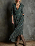 Cecilia – Maxi shirt dress with buttons and checkered pattern
