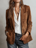 Viola – Vintage Suede Jacket with Contrasting Stitching and Retro Design