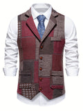 Leo - Patchwork Tweed Waistcoat with Herringbone Pattern