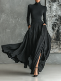 Michella – Elegant two-piece set with high collar and maxi skirt for women