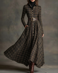 Mónica | Vintage Maxi Dress with Checkered Print