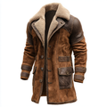 Paul - Vintage brown leather coat with sheep wool