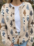 Marilyn | Soft Cat Pattern Cardigan