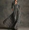Laila | Long Dress with Plaid and Elegant Corset