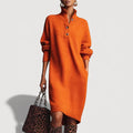 Lorena - Elegant knitted dress with collar and front buttons