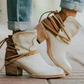 Sage | Women's Block Heel Ankle Boots with Wrap Lace Detail