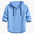 Josh - Hooded Shirt with Button Placket and Drawcords